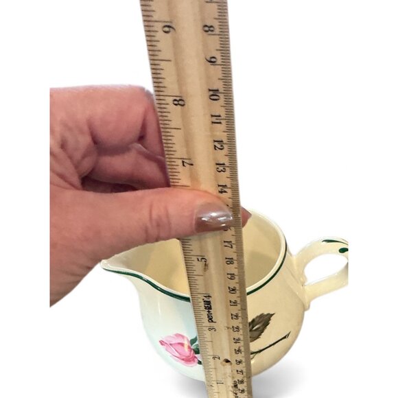 Cunningham & Pickett Rose Creamer Pitcher Floral Design 5" Wide 3.5" Tall Porcel - Picture 2 of 9